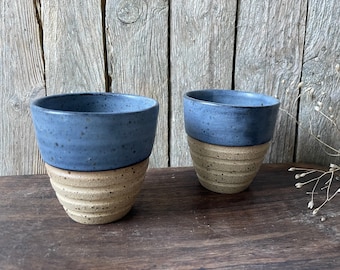 Flat white cup/ceramic blue tumbler/mulled-wine ceramic tumbler/handmade coffee cup /cortado cup/blue coffee cup/ handmade gift/Valentine's