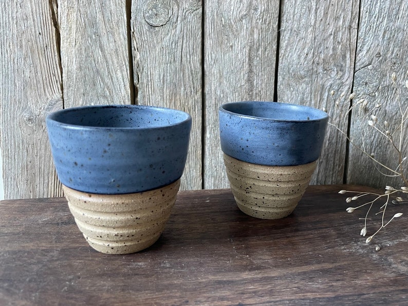 Flat white cup/ceramic blue tumbler/mulled-wine ceramic tumbler/handmade coffee cup /cortado cup/blue coffee cup/ handmade gift/Valentine's image 1