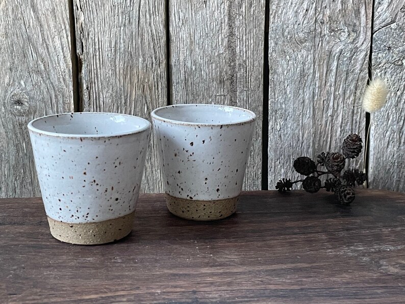 Espresso cups /Set of 2 /Handmade ceramic espresso cups /coffee tumblers /cortado cups/ white espresso cups /handmade gift /Valentine's gift image 1