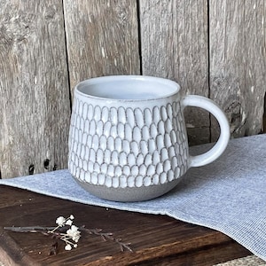 Handmade white mug /Handmade ceramic mug /Ceramic coffee cup/white tea cup /handmade coffee mug /ceramic carved mug/handmade gift