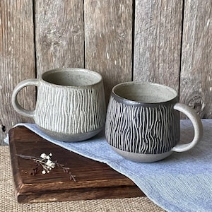 Handmade ceramic mug / sgraffito ceramic mug /Ceramic coffee cup/white tea cup /handmade coffee mug /ceramic carved mug/handmade gift