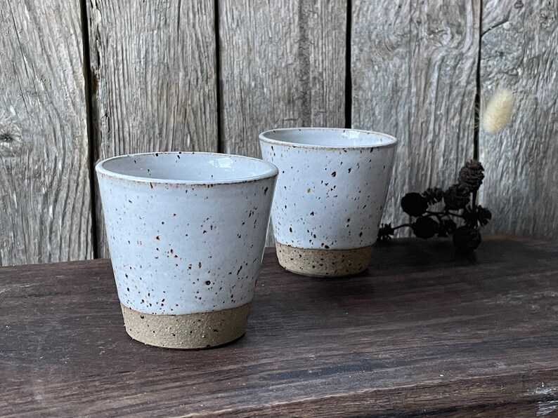 Espresso cups /Set of 2 /Handmade ceramic espresso cups /coffee tumblers /cortado cups/ white espresso cups /handmade gift /Valentine's gift image 4