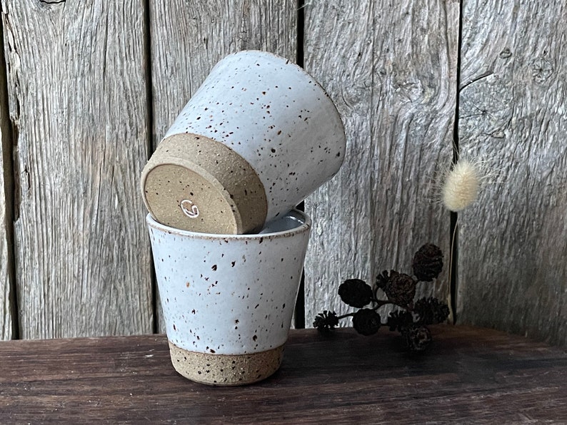 Espresso cups /Set of 2 /Handmade ceramic espresso cups /coffee tumblers /cortado cups/ white espresso cups /handmade gift /Valentine's gift image 5