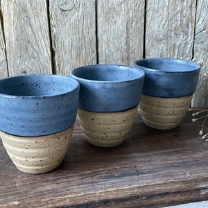 Flat white cup/ceramic blue tumbler/mulled-wine ceramic tumbler/handmade coffee cup /cortado cup/blue coffee cup/ handmade gift/Valentine's image 3