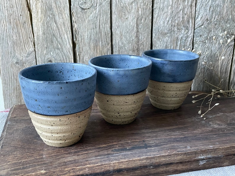 Flat white cup/ceramic blue tumbler/mulled-wine ceramic tumbler/handmade coffee cup /cortado cup/blue coffee cup/ handmade gift/Valentine's image 3