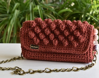 Lujo, hecho a mano, bolso de ganchillo para ella. Cantidad - 1
