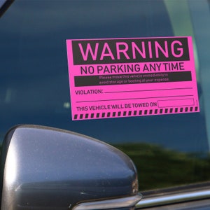 Parking Violation Stickers for Vehicles (Pink) 8&quot;x5&quot; - Insanely Sticky