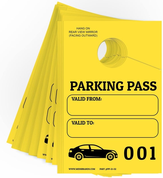 Parking Permit Hang Tags 001-500 Numbered Parking Pass Hangtags Hang Tags  for Cars in Parking Lots 3 X 5 Yellow 