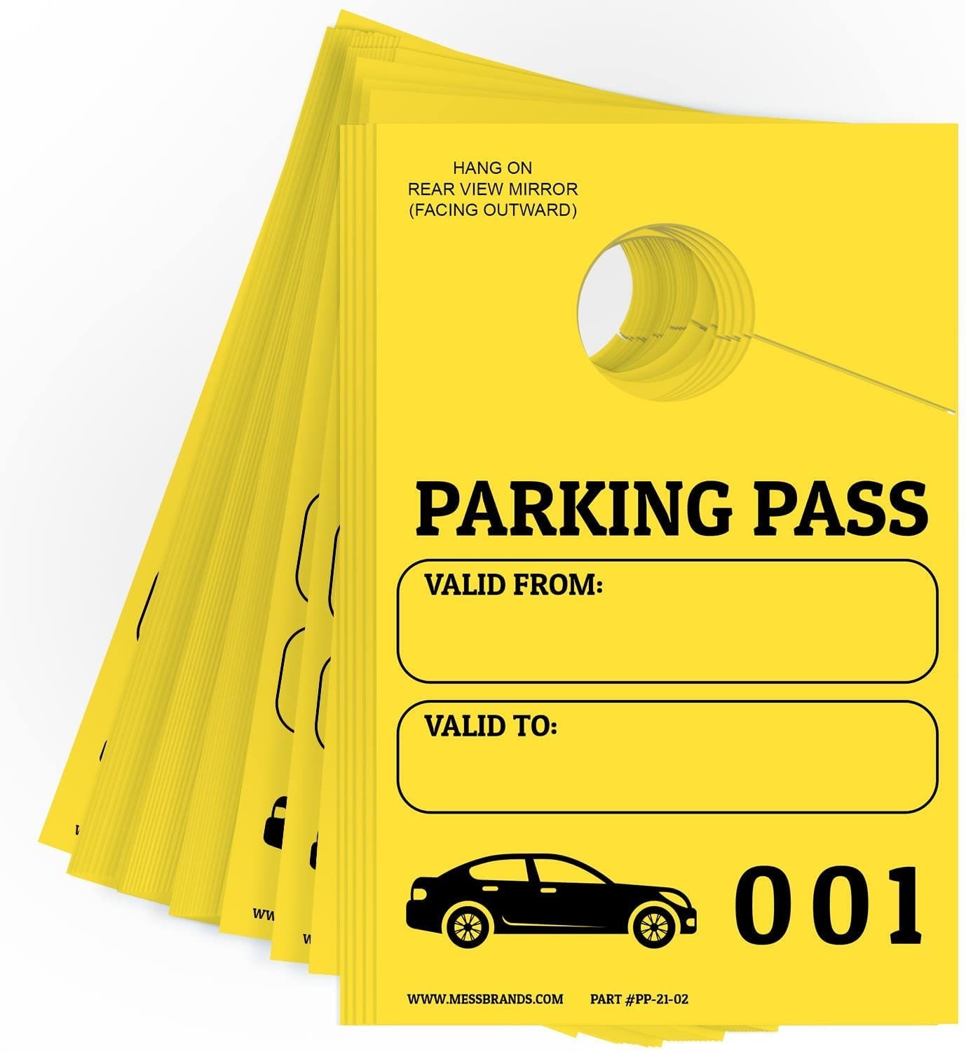 Visitor Parking Permit Green No. Write on - Car Permit Tear-Off Tag