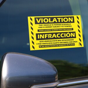 Parking Violation Stickers for Vehicles (Yellow) 8&quot;x5&quot; Spanish - 100 Insanely Sticky Stickers