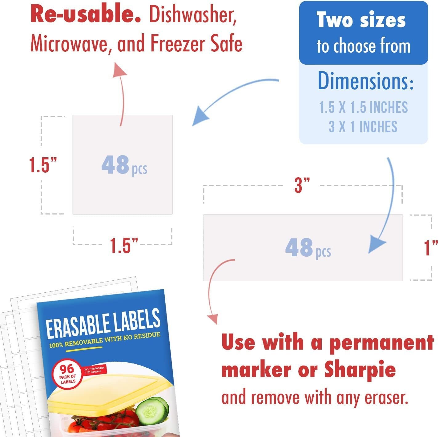 MESS Reusable Labels for Food Containers Erasable Kitchen Etsy