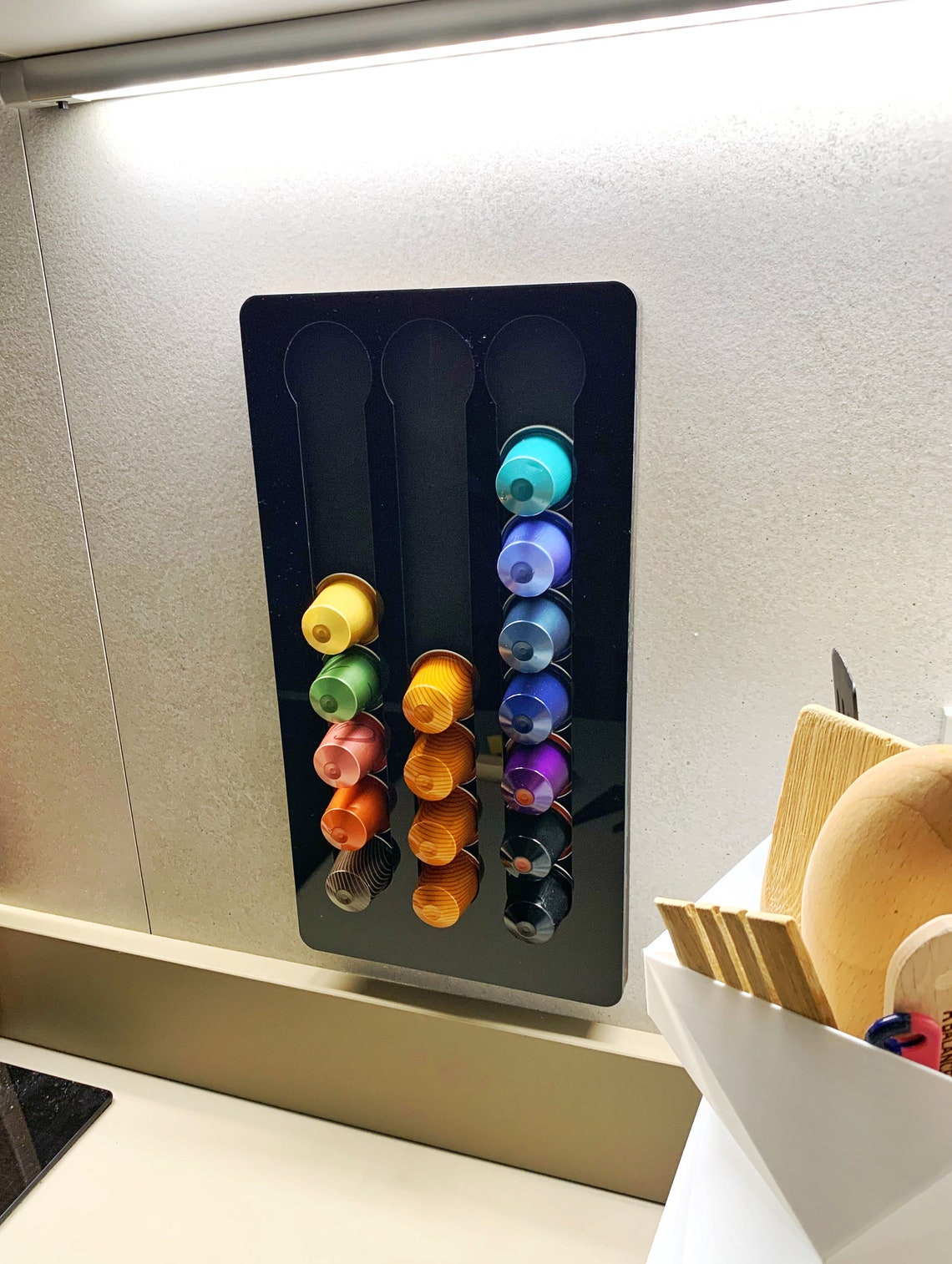 Nespresso Capsules holder / Piano black Flat wall mount pod Etsy