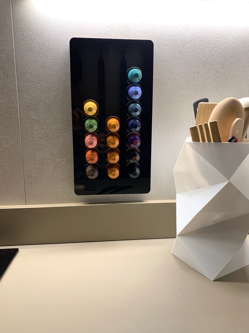 Nespresso Capsules holder / Piano black Flat wall mount pod Etsy