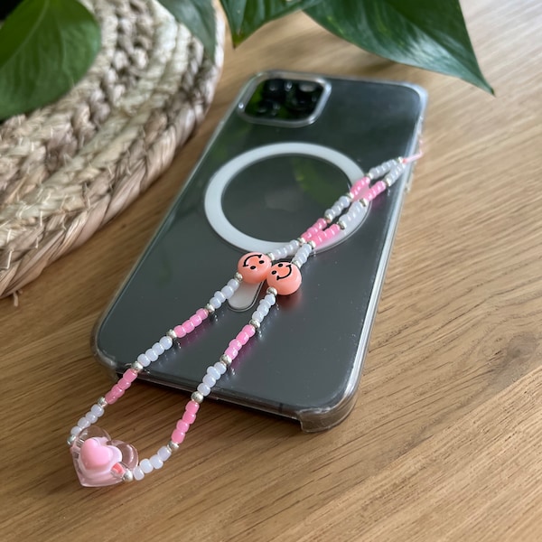 Handykette | Phonecharm | Handyanhänger | Perlen in Rosa