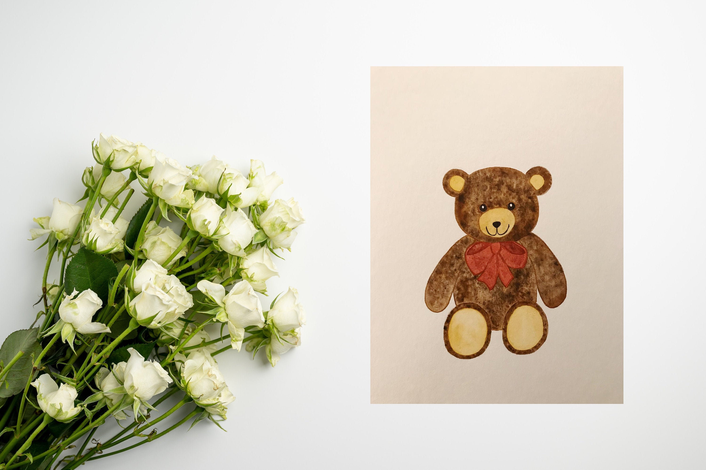 Reproduction | Print - L'ourson Au Noeud Rouge