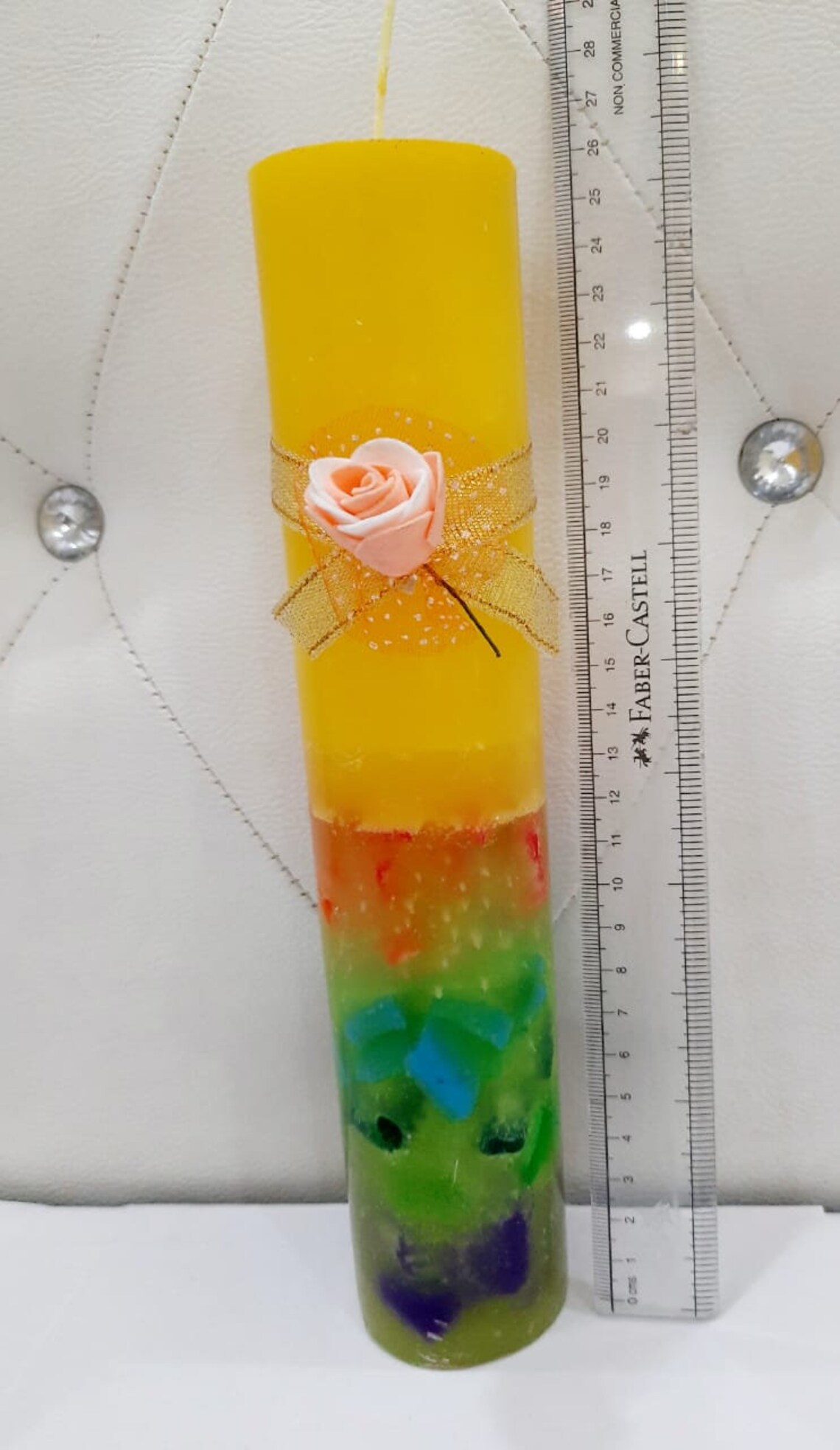 Luxury Yellow Multicolor Pillar Candle Set of 5 Sandalwood Etsy