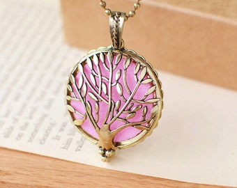 Tree of Life Essential Oil Diffuser Aromatherapy Locket Pendant Necklace Mother's day gift