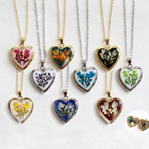 Handmade Real Flower Heart Photo Locket, Floral Sterling Silver Locket, Personalized Locket Memorial Gift Keepsake Mother's day gift