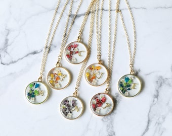 Personalized Gift Real Flower Sterling Silver Necklace| Initial
