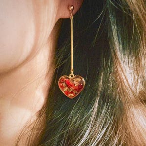 Gepresste rote Rose Blütenblatt Herz Anhänger Halskette Herz Schmuck Geschenk für sie Bild 8