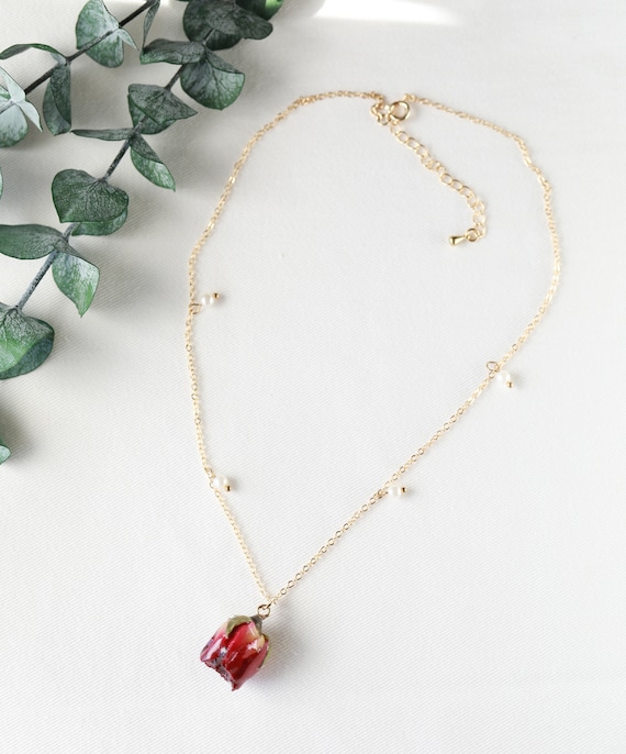 JczR.Y レッドローズフラワーペンダントネックレス レディース チョーカー ローズゴールドカラー フラワーネックレス ボーホースチャームジュエリーギフト