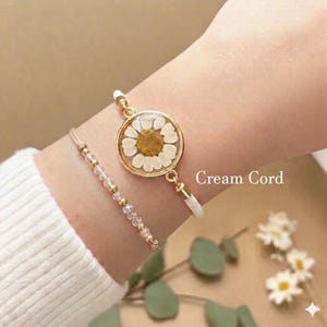 Birth Month Flower Bracelet, Birthday Gift, Pressed Flower Adjustable Bracelet, Bracelet for women, Gift for Daughter, Gift for Mom image 5