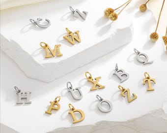 Ciondoli con lettere iniziali in acciaio inossidabile oro/argento/Ciondoli con lettere iniziali in acciaio inossidabile spesso