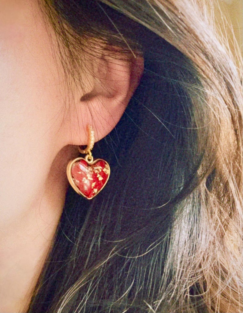 Gepresste rote Rose Blütenblatt Herz Anhänger Halskette Herz Schmuck Geschenk für sie Bild 7