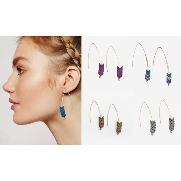 Boho Mineral Arrow Metal Fashion Pierced Hook Earrings 6 colors