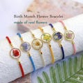 Birth Month Flower Bracelet, Birthday Gift, Pressed Flower Adjustable Bracelet, Bracelet for women Mother's Day Keepsake Gift for Daughter