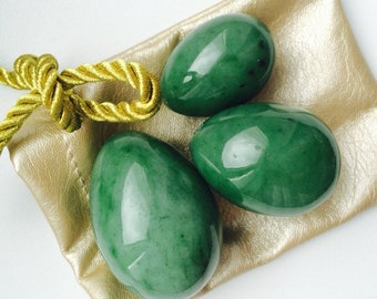 Real jade eggs. Classic green color. Vaginal balls for women's health