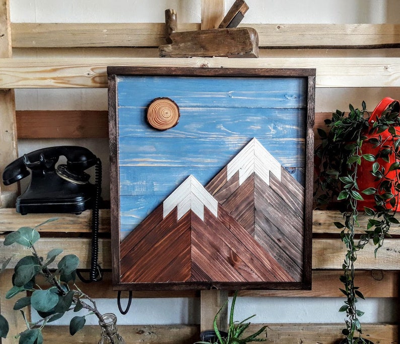 Reclaimed Wood Wall Art. Wood Mountain. Mountain Scene. Wood Etsy
