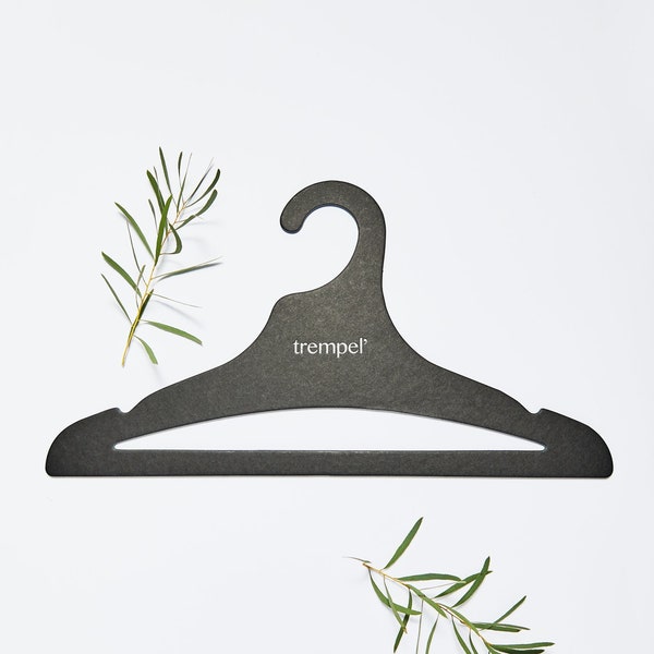 Adult Black Personalized Cardboard Hangers with Crossbar Resistant Sustainable by TREMPEL