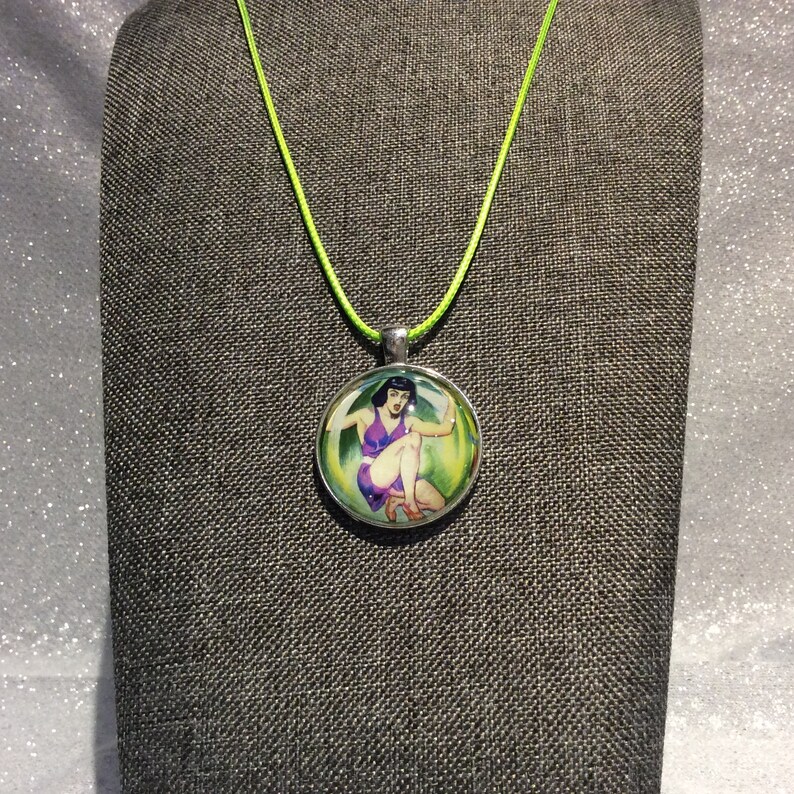 PendantNecklace With Mid-Century Sci-Fi Comic Art Image