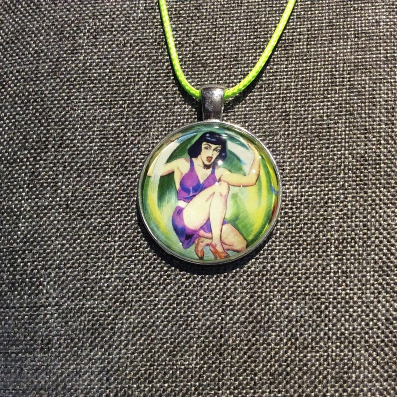 PendantNecklace With Mid-Century Sci-Fi Comic Art Image