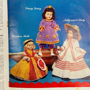 1952 J & P Coats Clark's ONT Book No. 292 First Edition Old American Songs Dolls Crochet Dresses/Outfits, Vintage Crochet Booklet image 6