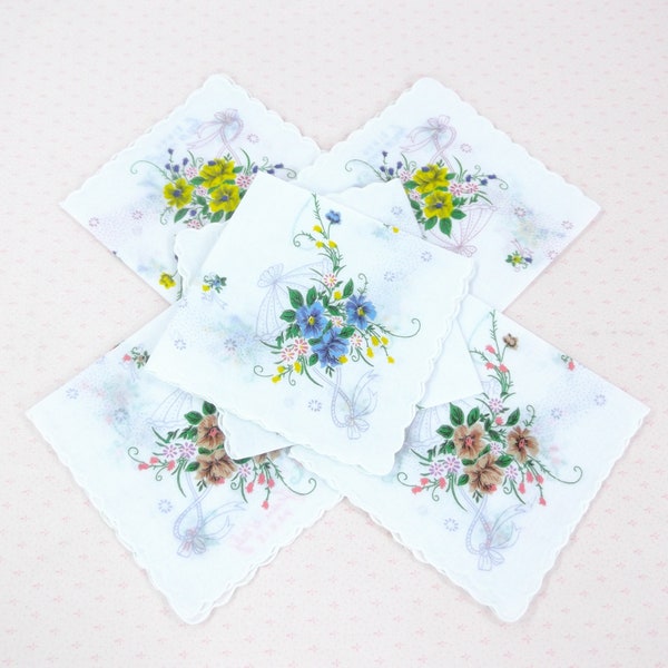 Handkerchiefs by Jeou d'orly Paris Cotton Floral Design Handkerchiefs - Six (6)