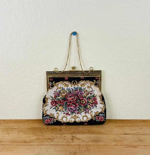 90's Floral Tapestry Purse, Unknown Manufacturer