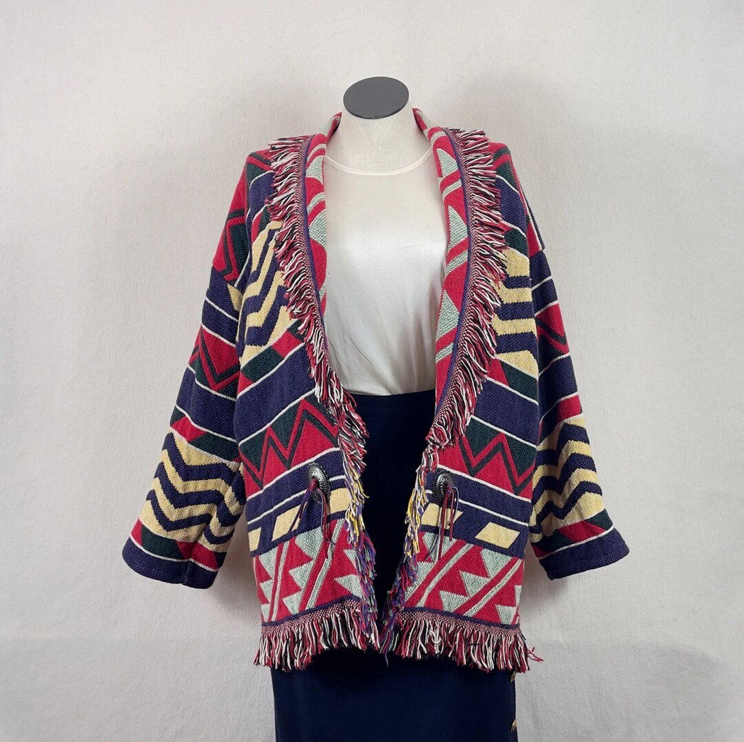 Woven/tapestry Cotton Southwest Blanket Jacket by E. Clair Designs Tag Size one Size Fits All Etsy