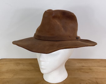 Leather Cowboy Hat by Stetson, Dark Brown Leather Hat - Small Size