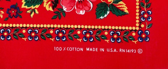 Red Floral Bandana, 100% Cotton Red Floral Bandan… - image 3