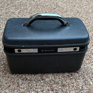 Vintage Samsonite Train Case: Dark Gray Travel Vanity Suitcase, 1987