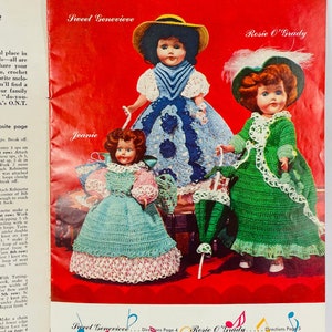 1952 J & P Coats Clark's ONT Book No. 292 First Edition Old American Songs Dolls Crochet Dresses/Outfits, Vintage Crochet Booklet image 4