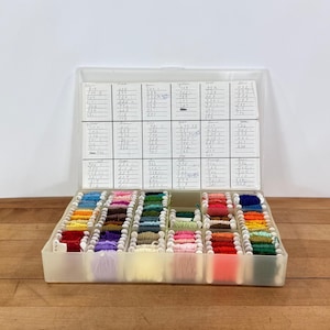 Cotton Embroidery Floss in Plastic Floss Caddy, Various Colors of DMC Cotton Embroidery Floss on Bobbins, Box by Itapol Industries LTD.