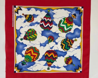 Hot Air Balloon Bandana by Wamcraft, 50/50 Cotton Poly Blend - RN 14193 Colors are Red, Blue, Green, White - Made in U.S.A.