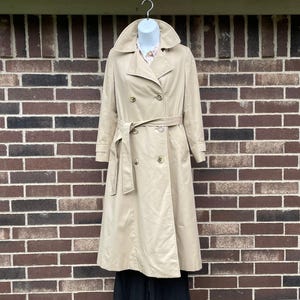 Vintage Aquascutum Trench Coat: Tan Belted Double Breasted, Wool Blend Lining