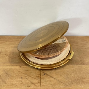 Rex Fifth Avenue Compact for Pressed Powder / Pancake, Brass toned Compact with Sieve and Puff