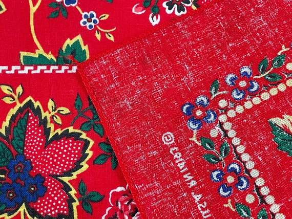 Red Floral Bandana, 100% Cotton Red Floral Bandan… - image 4