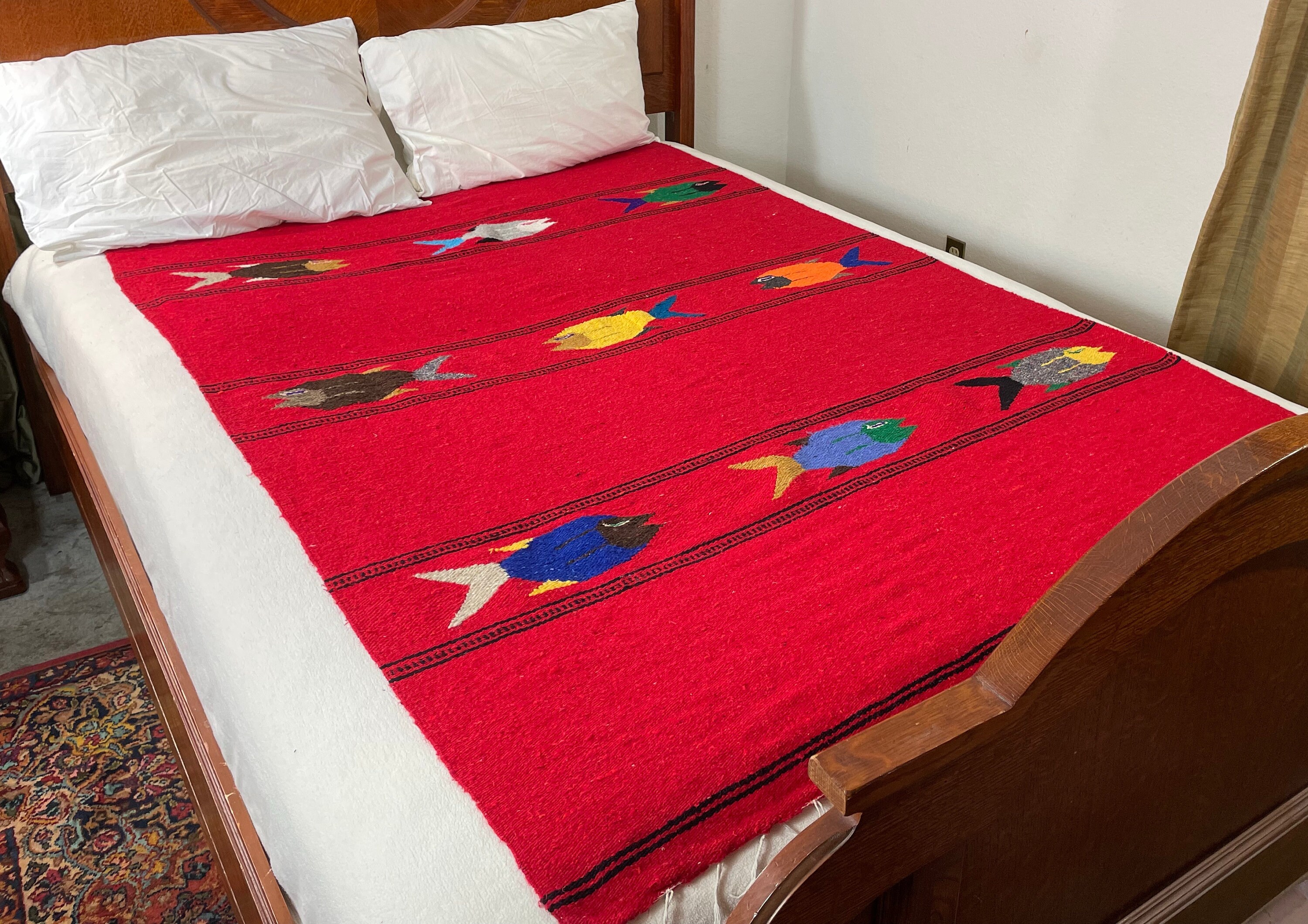 Fish Yoga Blanket Vintage Mexican Zapotec Blanket or Wall Etsy