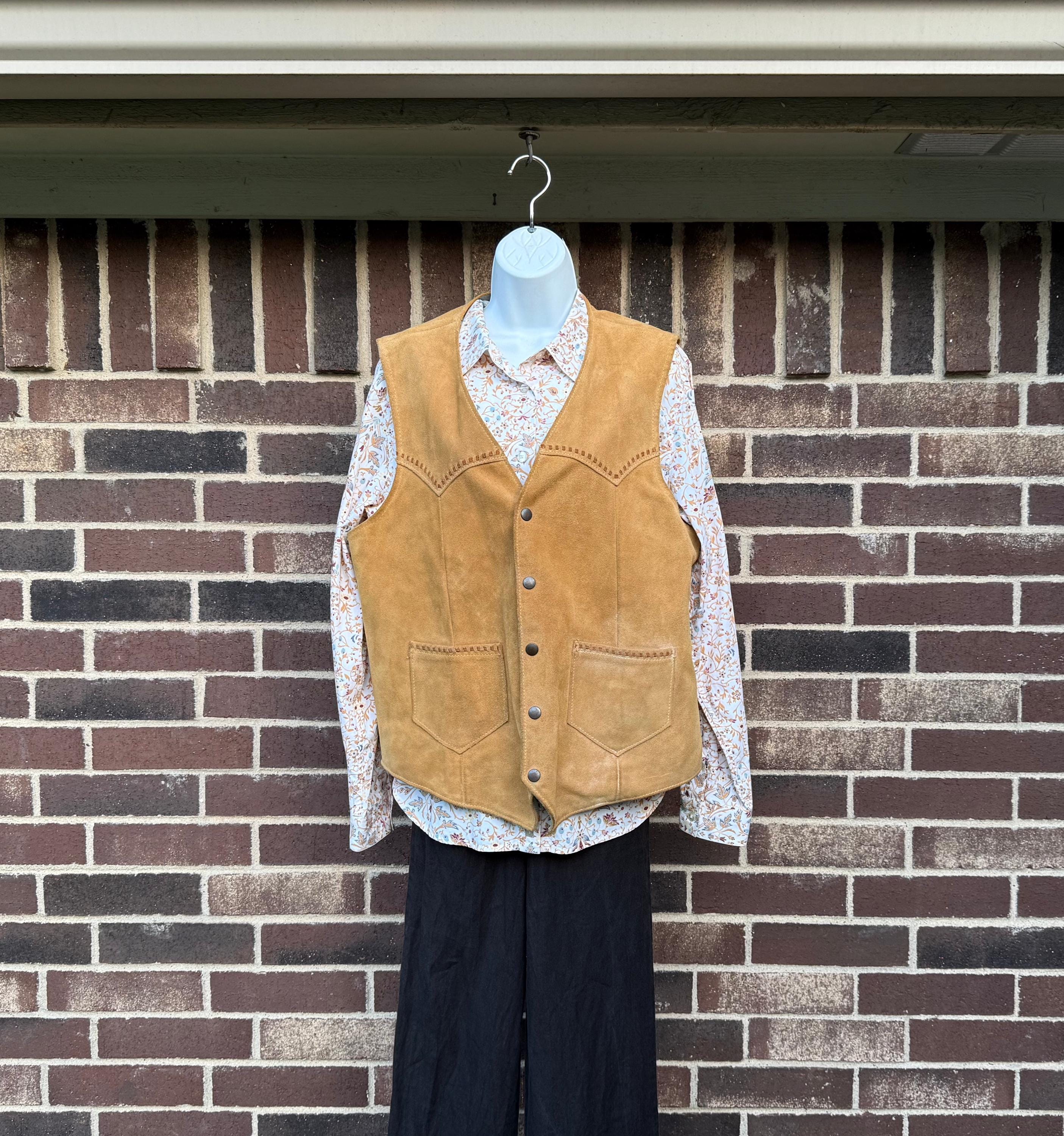 トップス Jo-o-kay Suede Motor Cycle Vest Vintage Joo Kay Suede Leather Vest Size 42 Brown Sherpa